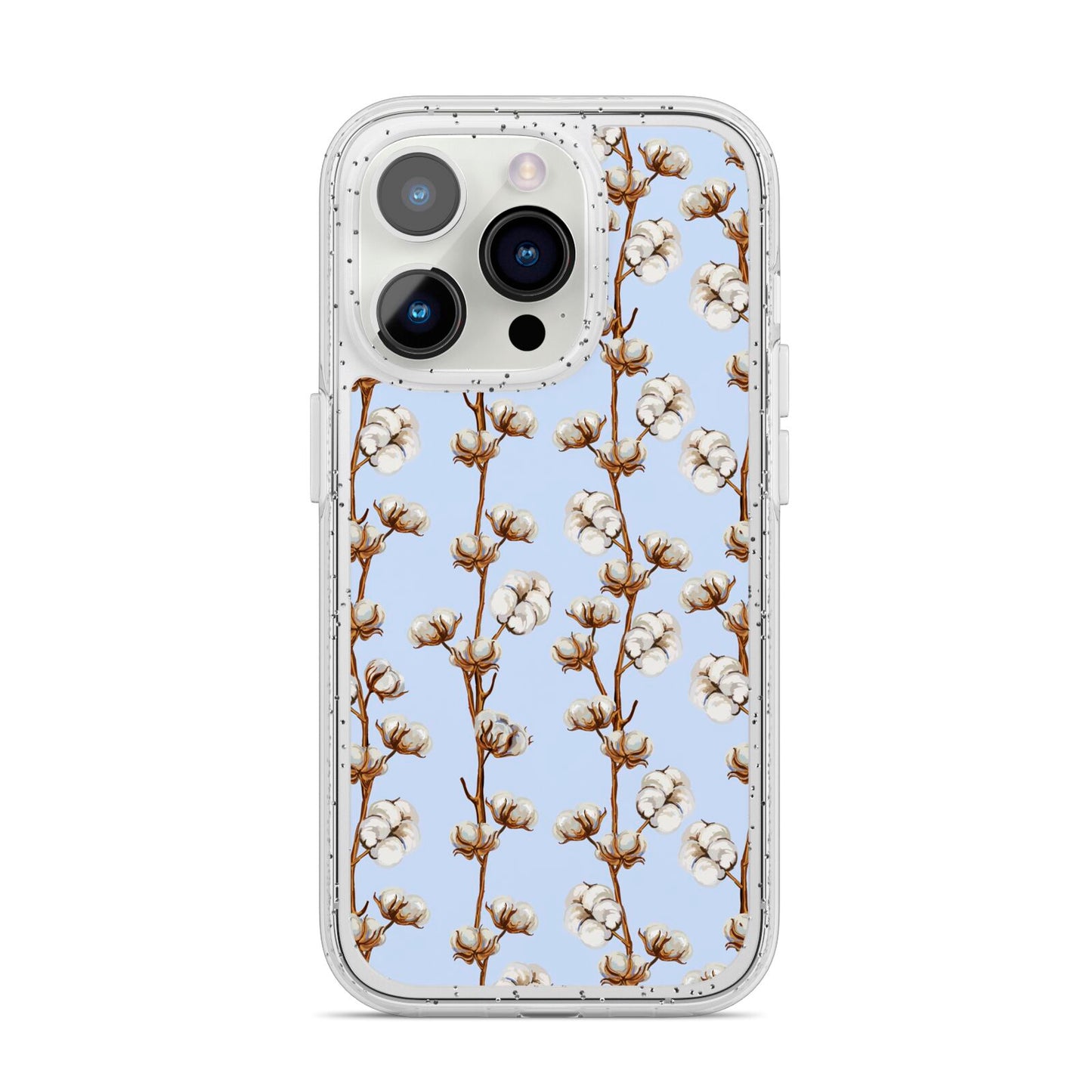 Cotton Branch iPhone 14 Pro Glitter Tough Case Silver