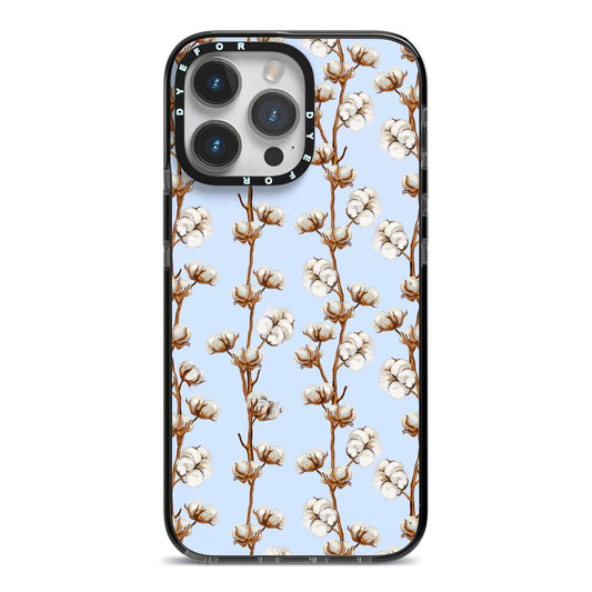 Cotton Branch iPhone 14 Pro Max Black Impact Case on Silver phone