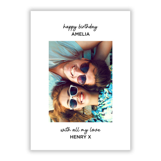 Couple Gift Photo with Name A5 Flat Greetings Card