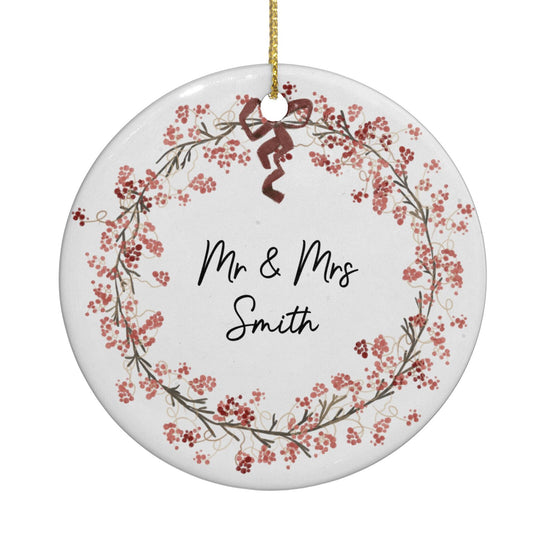Couples Christmas Wreath Personalised Circle Decoration