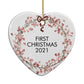 Couples Christmas Wreath Personalised Heart Decoration Back Image