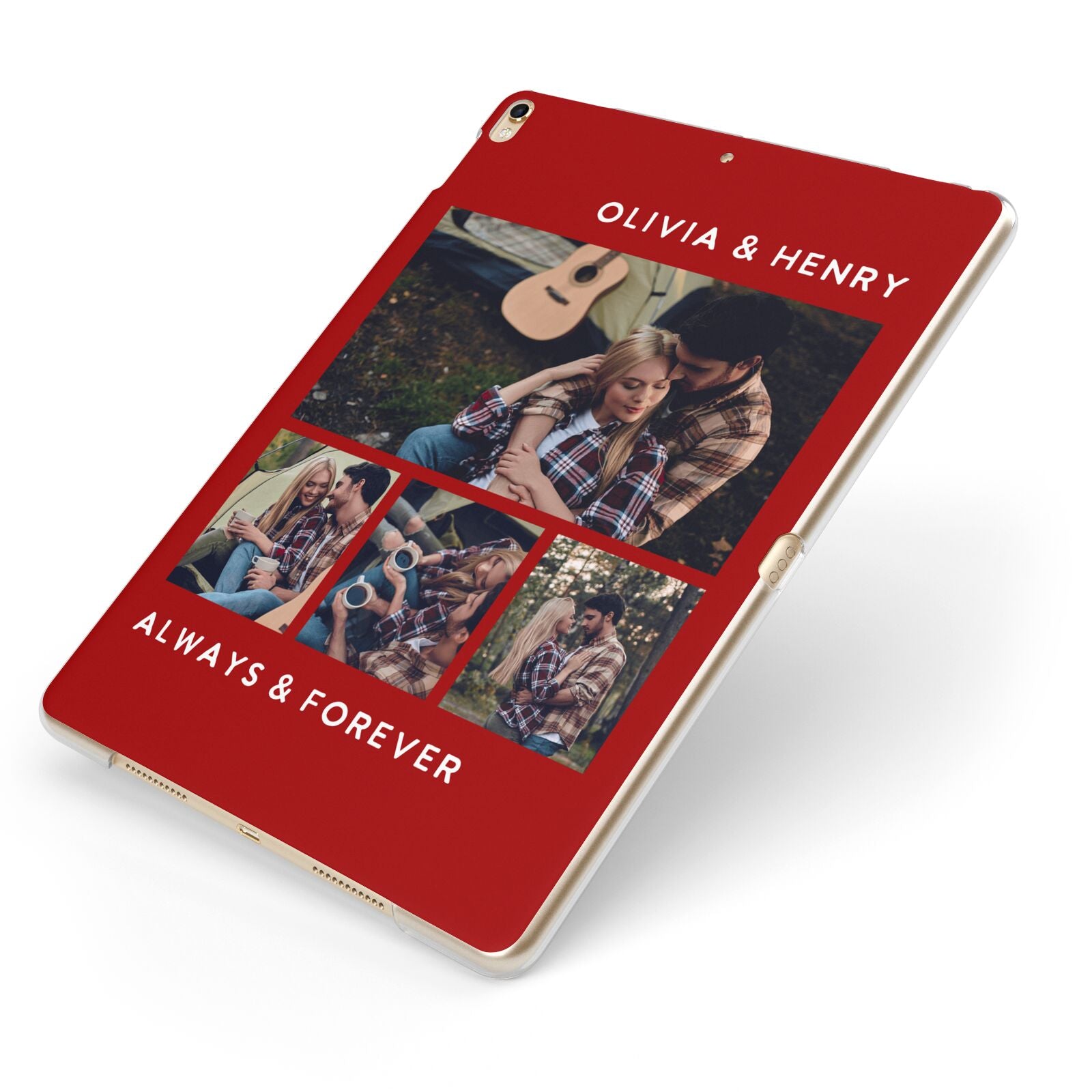 Couples Photo Collage Personalised Apple iPad Case on Gold iPad Side View