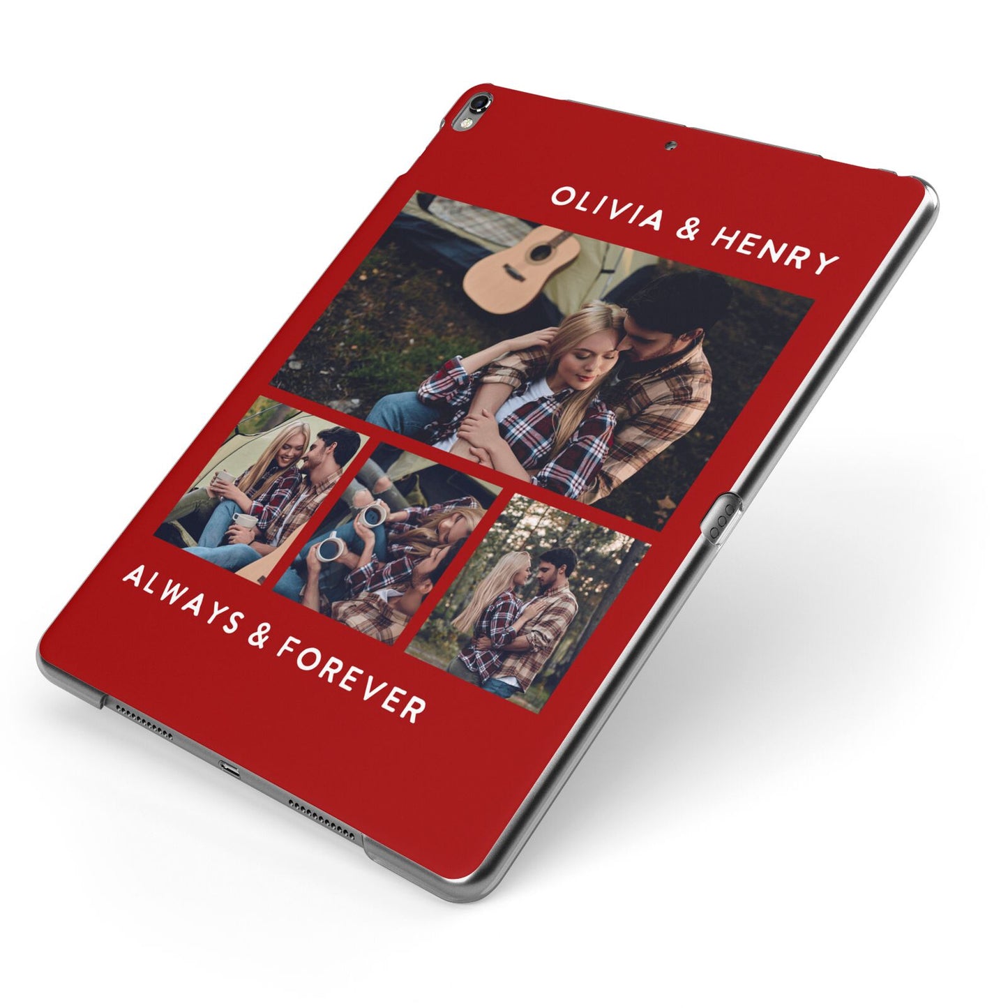 Couples Photo Collage Personalised Apple iPad Case on Grey iPad Side View