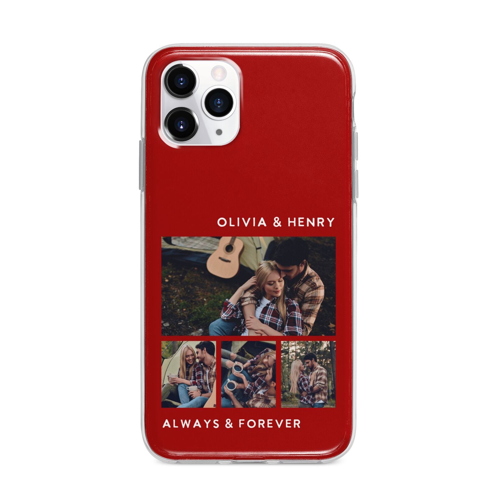 Couples Photo Collage Personalised Apple iPhone 11 Pro Max in Silver with Bumper Case