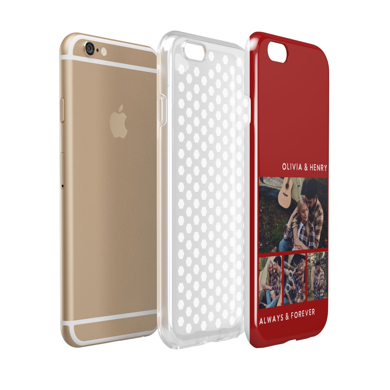 Couples Photo Collage Personalised Apple iPhone 6 3D Tough Case Expanded view
