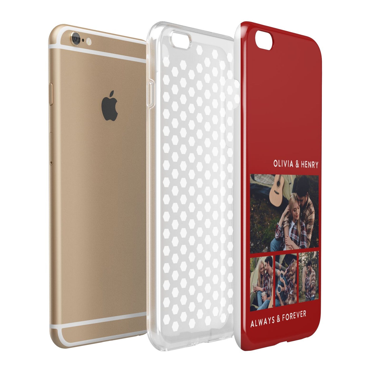Couples Photo Collage Personalised Apple iPhone 6 Plus 3D Tough Case Expand Detail Image