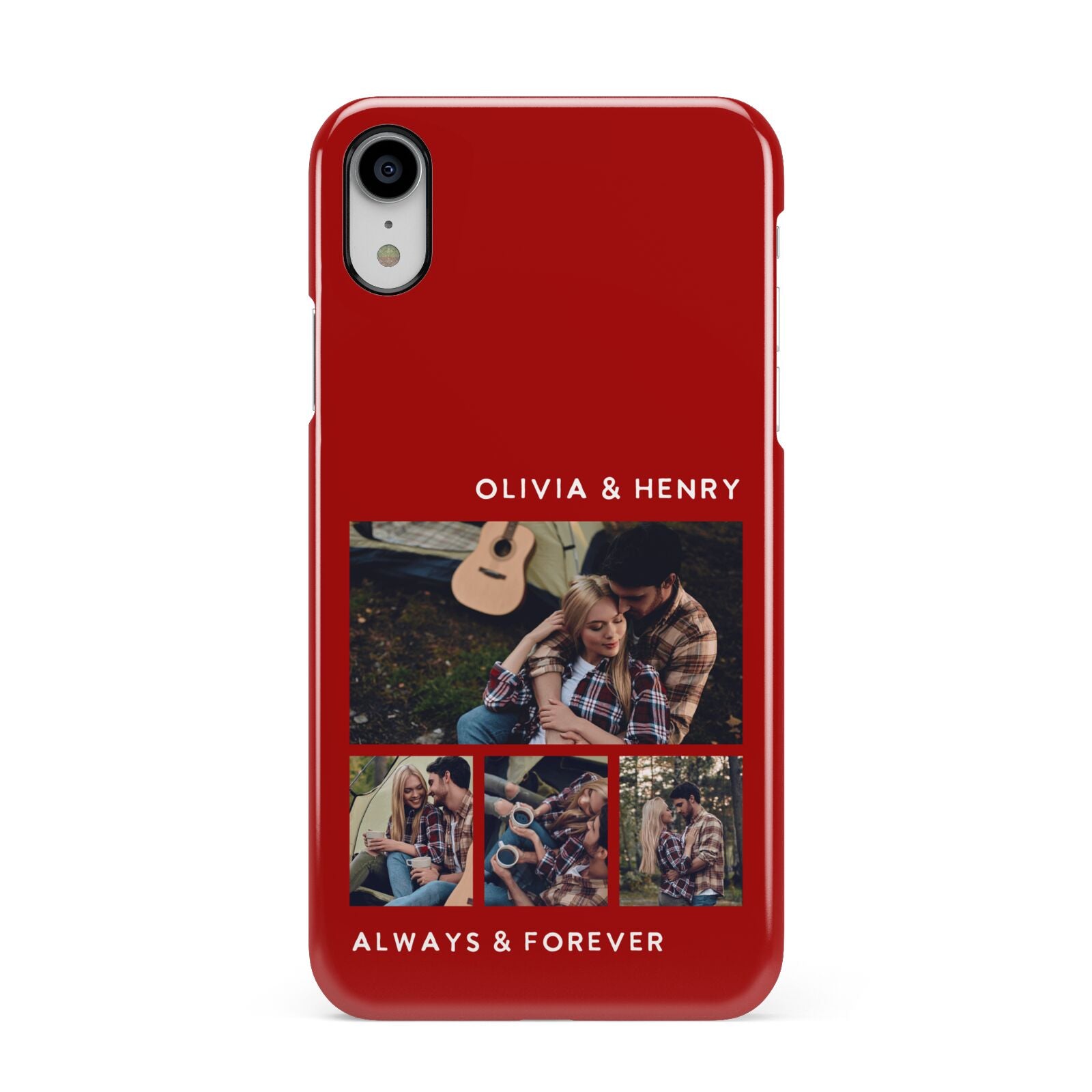 Couples Photo Collage Personalised Apple iPhone XR White 3D Snap Case