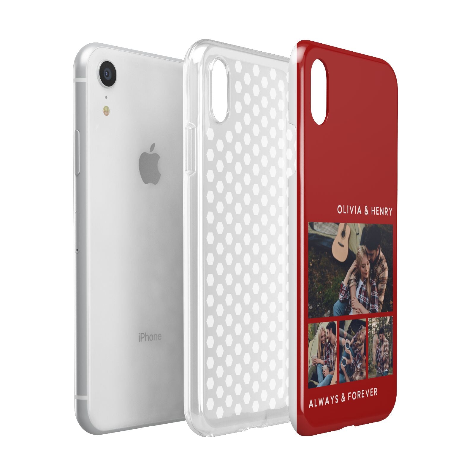 Couples Photo Collage Personalised Apple iPhone XR White 3D Tough Case Expanded view