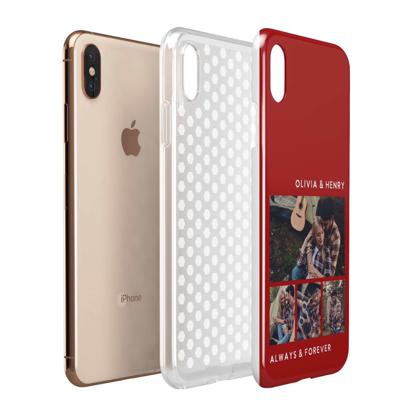 Couples Photo Collage Personalised Apple iPhone Xs Max 3D Tough Case Expanded View