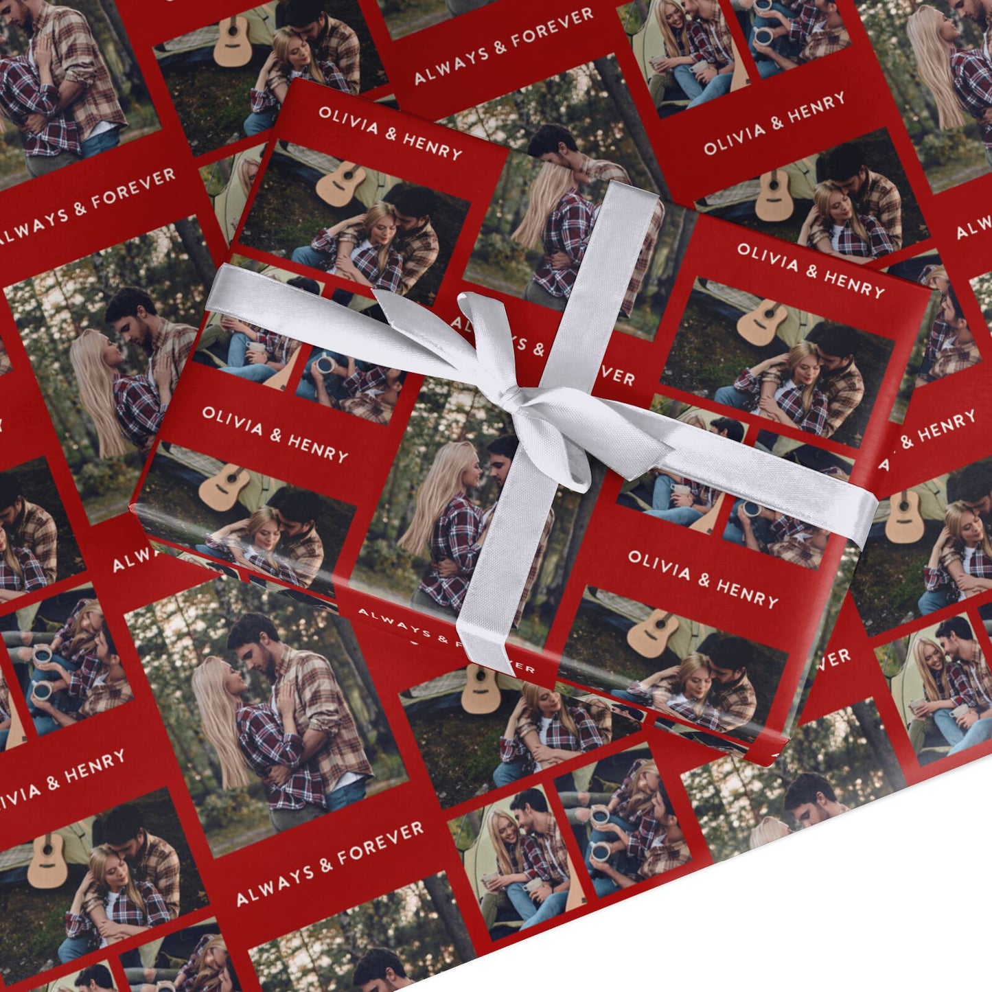 Couples Photo Collage Personalised Custom Wrapping Paper