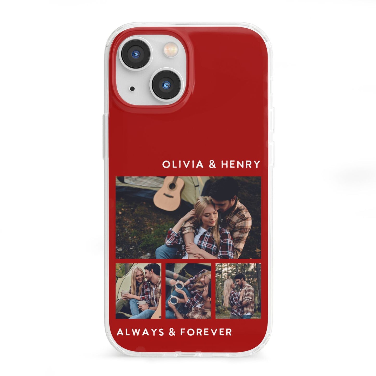 Couples Photo Collage Personalised iPhone 13 Mini Clear Bumper Case