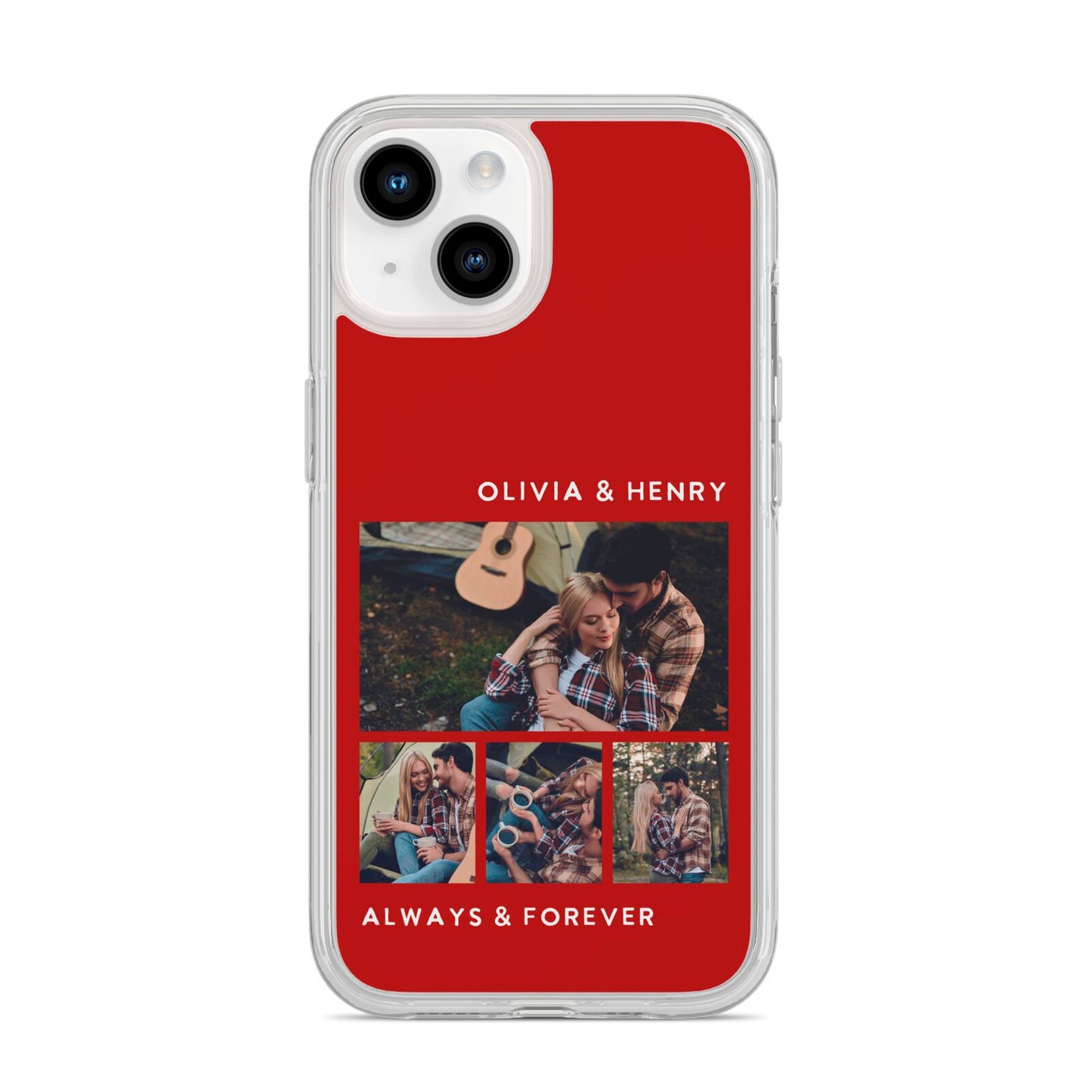 Couples Photo Collage Personalised iPhone 14 Clear Tough Case Starlight