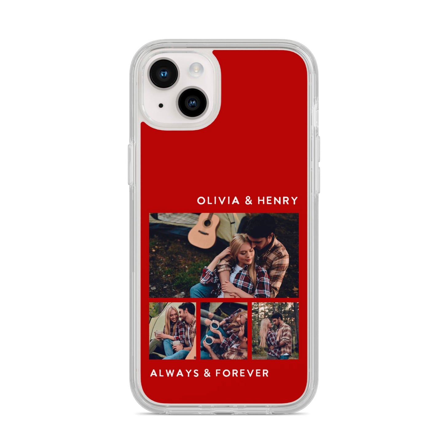 Couples Photo Collage Personalised iPhone 14 Plus Clear Tough Case Starlight