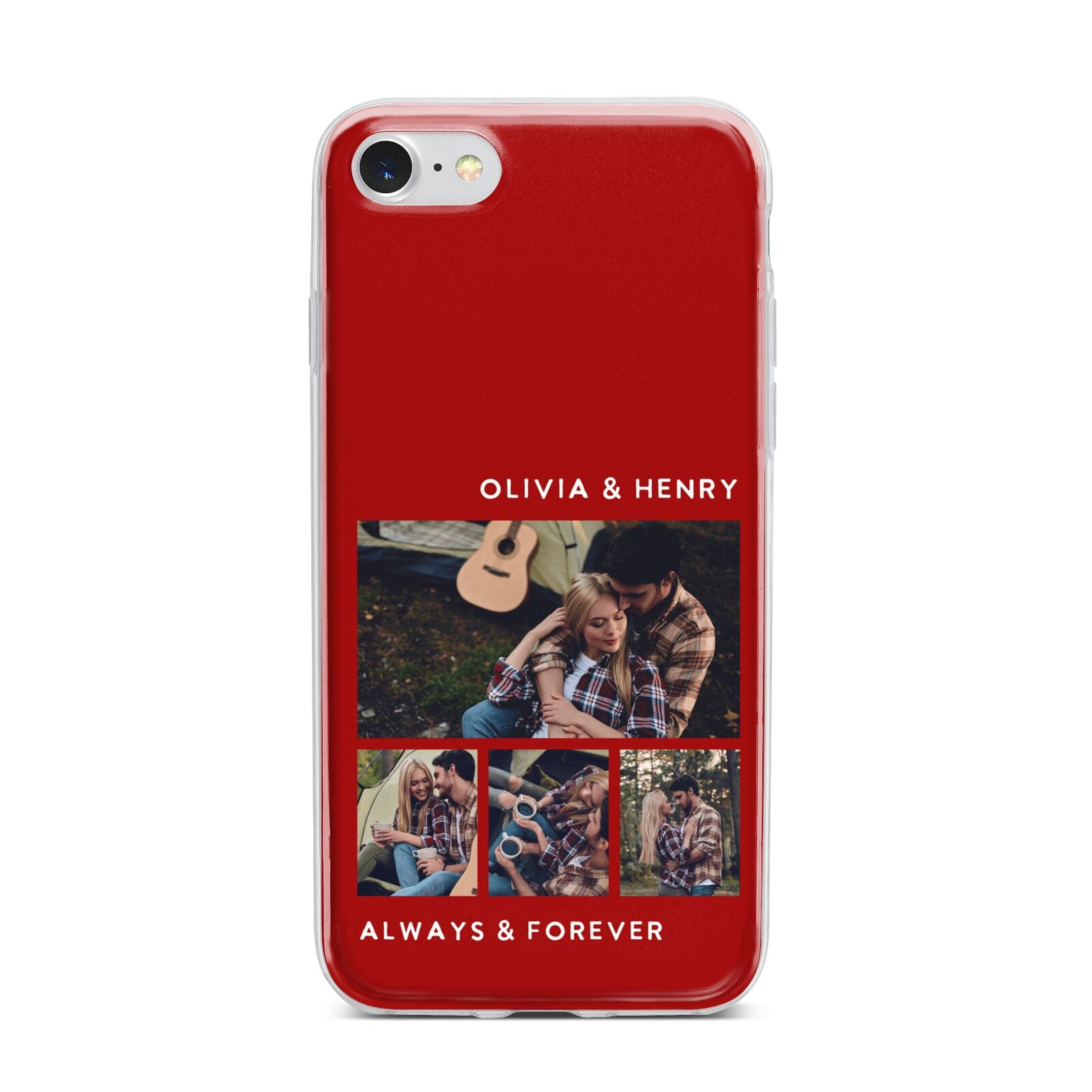 Couples Photo Collage Personalised iPhone 7 Bumper Case on Silver iPhone