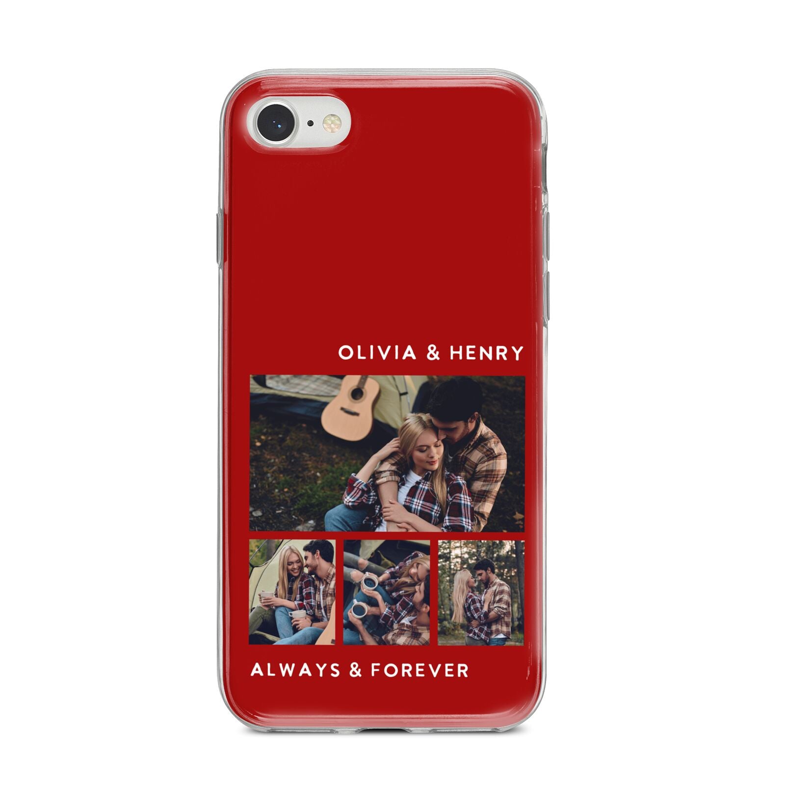 Couples Photo Collage Personalised iPhone 8 Bumper Case on Silver iPhone