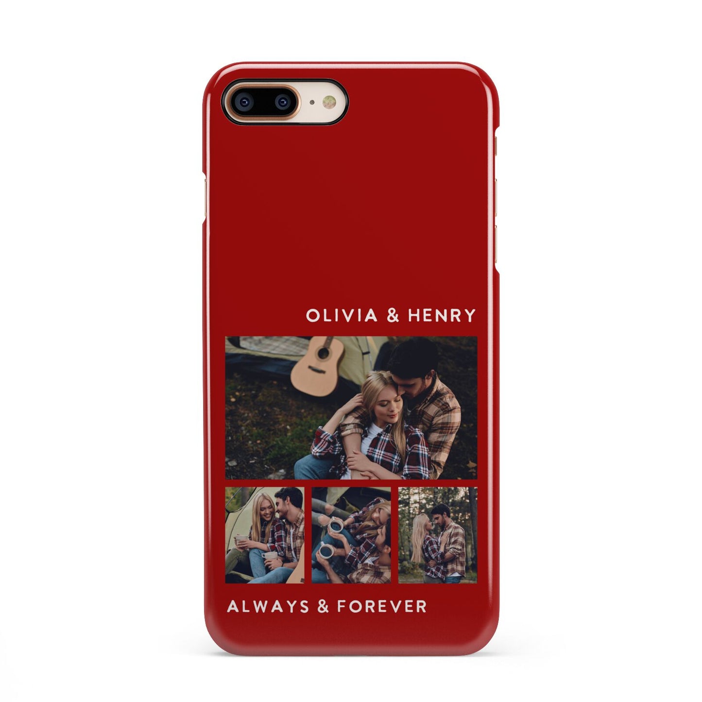Couples Photo Collage Personalised iPhone 8 Plus 3D Snap Case on Gold Phone