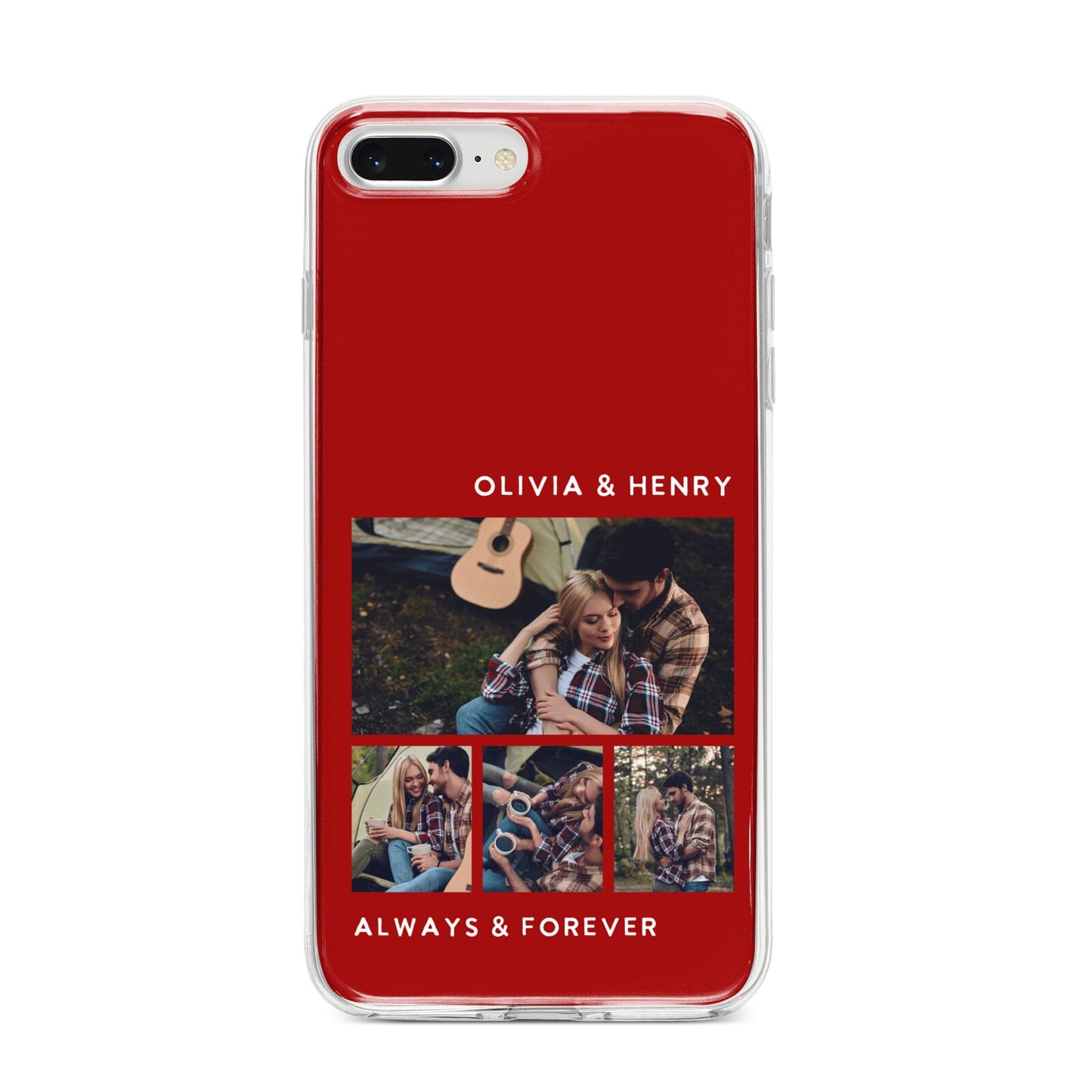 Couples Photo Collage Personalised iPhone 8 Plus Bumper Case on Silver iPhone