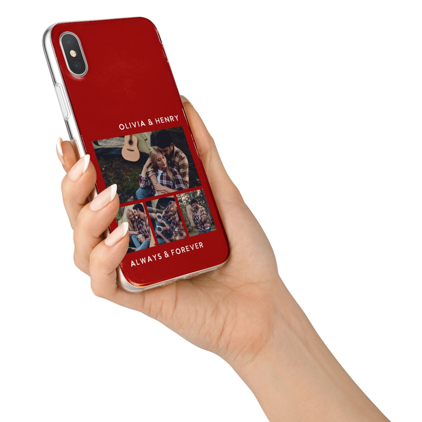Couples Photo Collage Personalised iPhone X Bumper Case on Silver iPhone Alternative Image 2