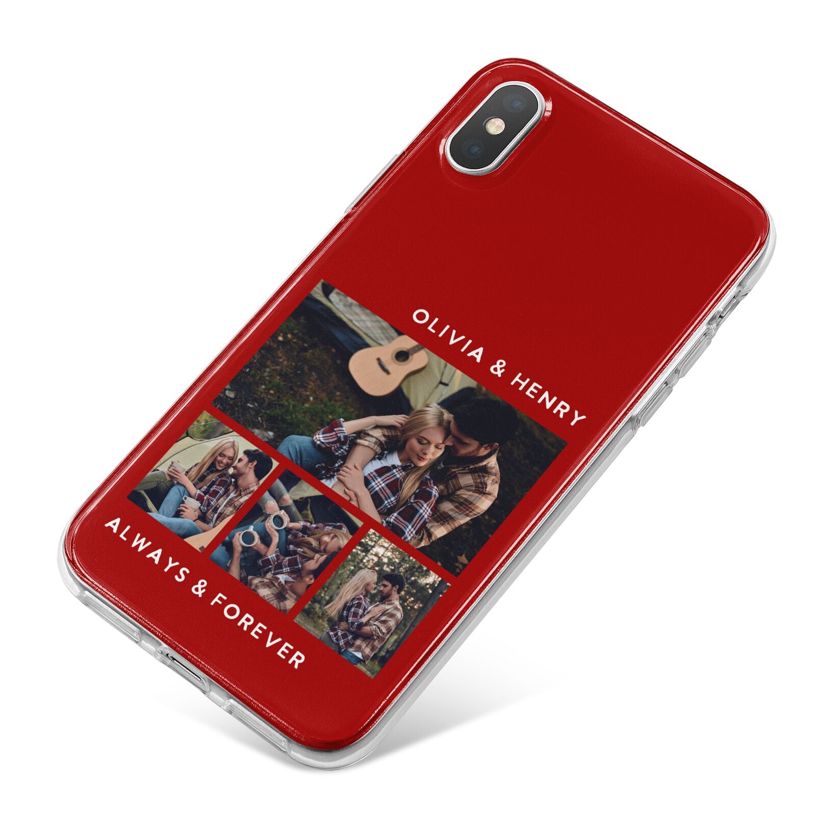 Couples Photo Collage Personalised iPhone X Bumper Case on Silver iPhone
