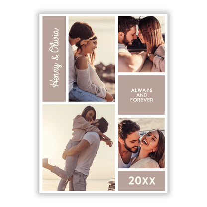 Couples Valentine Photo Collage Personalised A5 Flat Greetings Card