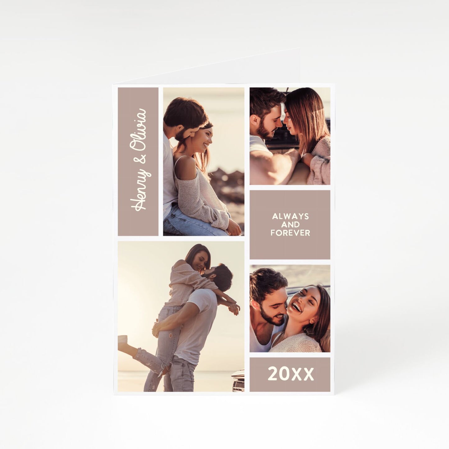 Couples Valentine Photo Collage Personalised A5 Greetings Card