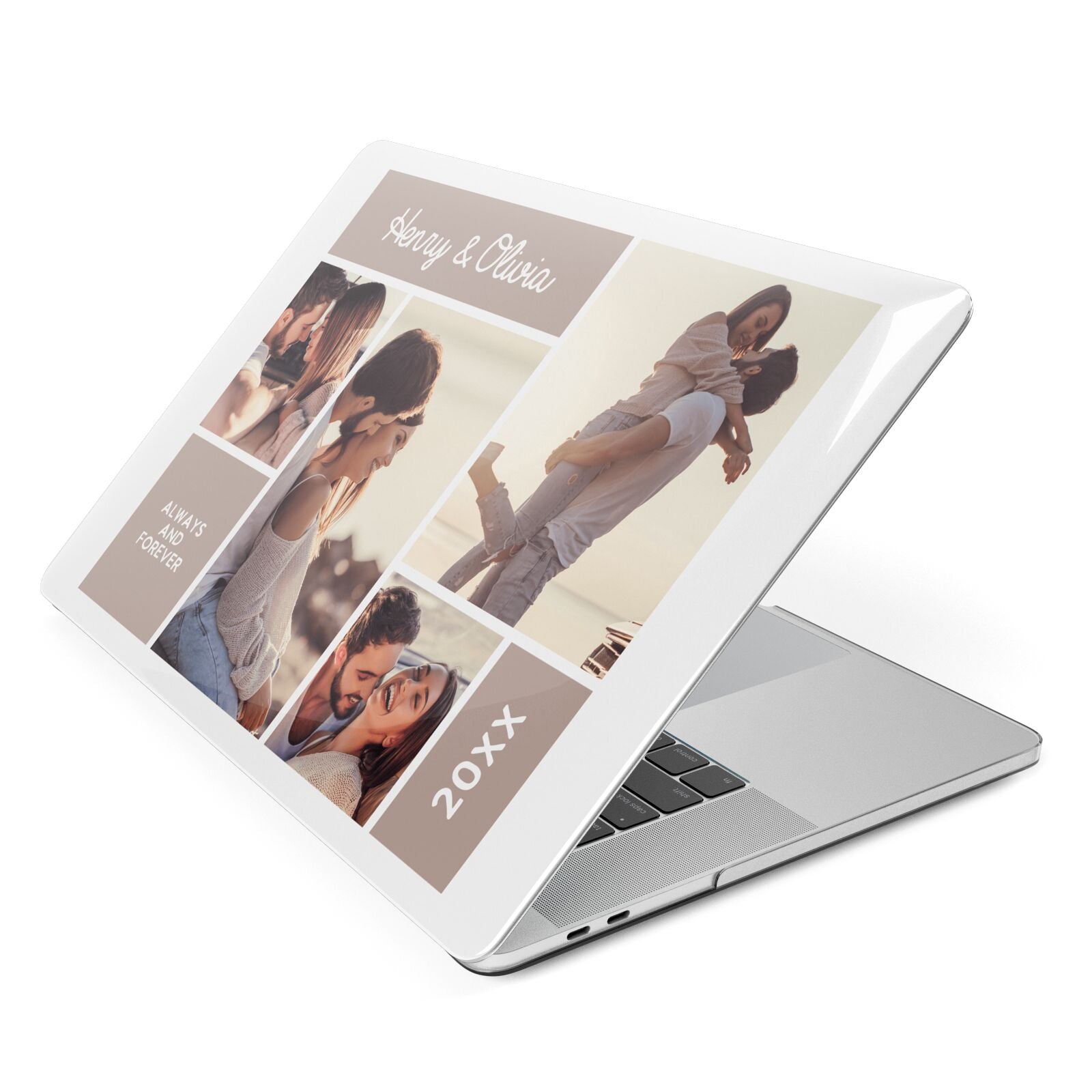 Couples Valentine Photo Collage Personalised Apple MacBook Case Side View
