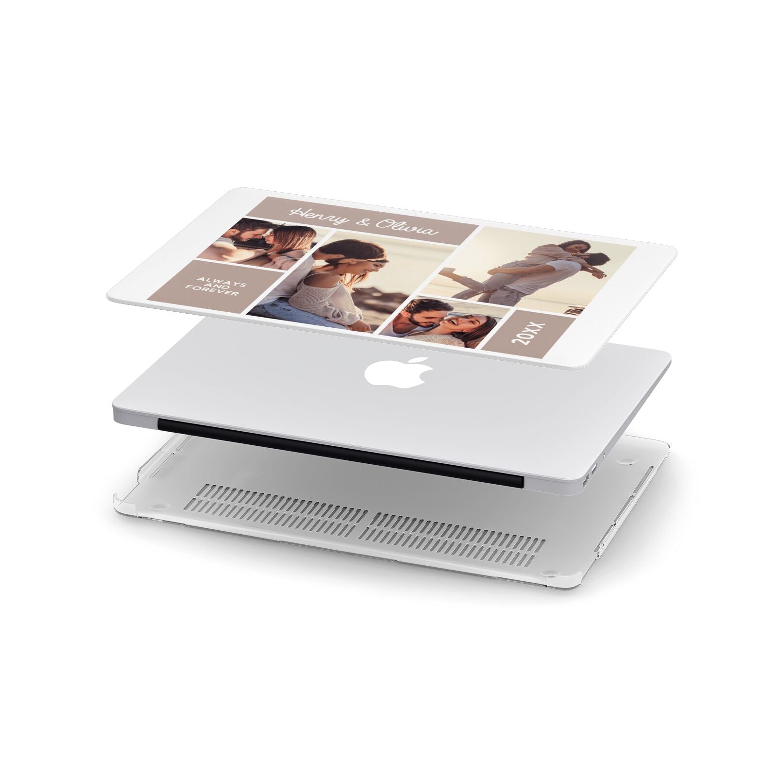 Couples Valentine Photo Collage Personalised Apple MacBook Case in Detail