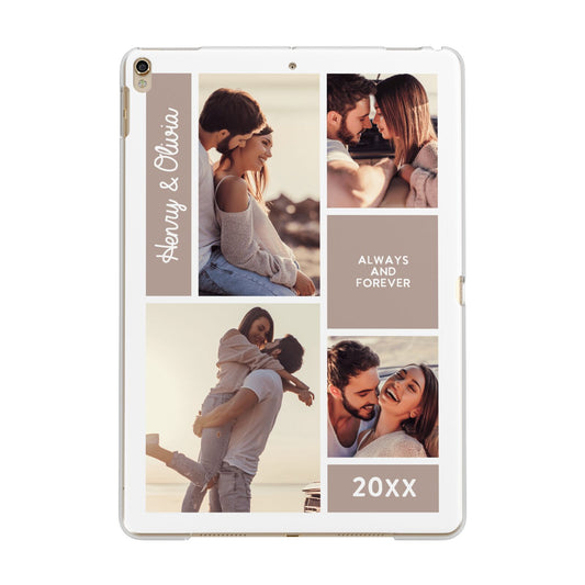 Couples Valentine Photo Collage Personalised Apple iPad Gold Case