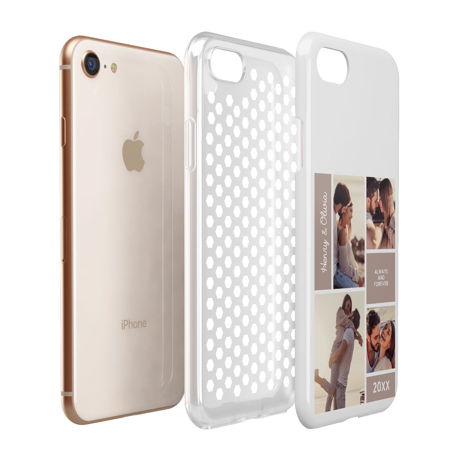 Couples Valentine Photo Collage Personalised Apple iPhone 7 8 3D Tough Case Expanded View