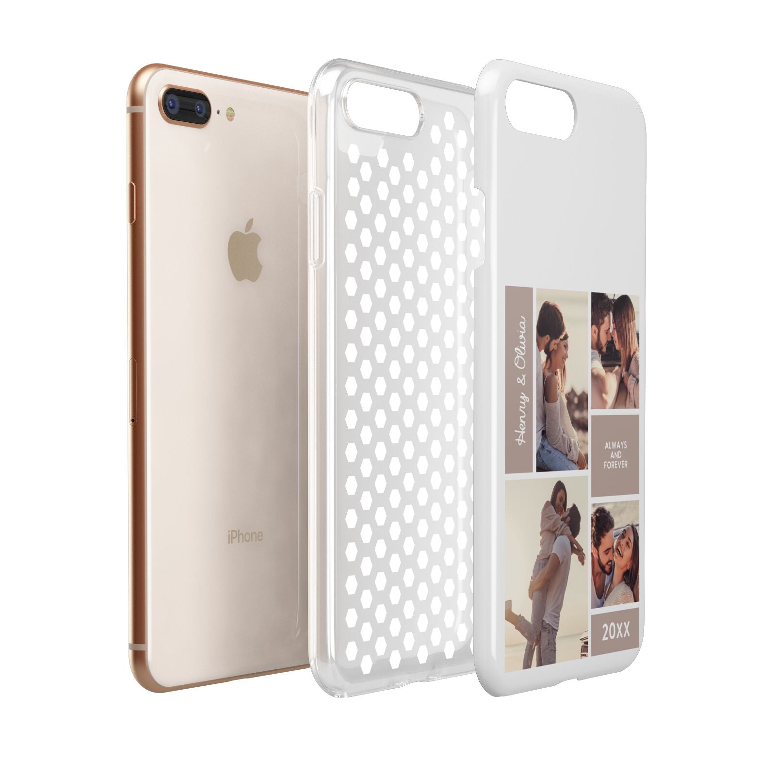 Couples Valentine Photo Collage Personalised Apple iPhone 7 8 Plus 3D Tough Case Expanded View