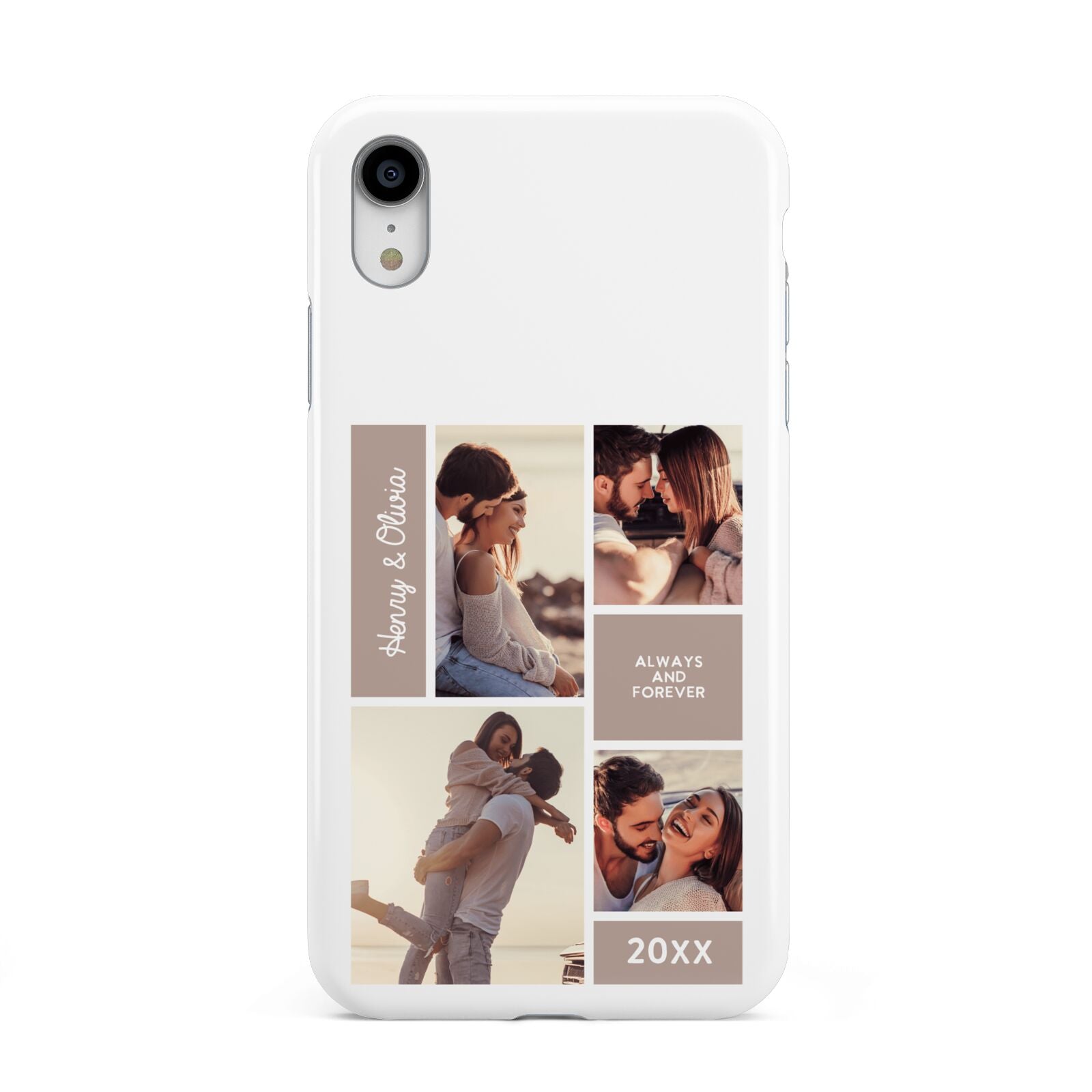 Couples Valentine Photo Collage Personalised Apple iPhone XR White 3D Tough Case