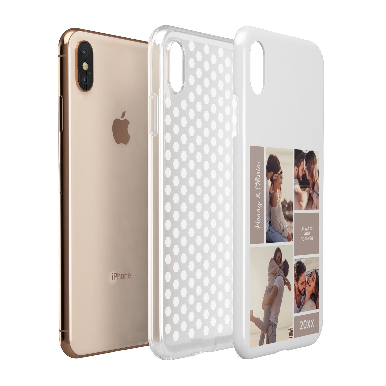 Couples Valentine Photo Collage Personalised Apple iPhone Xs Max 3D Tough Case Expanded View