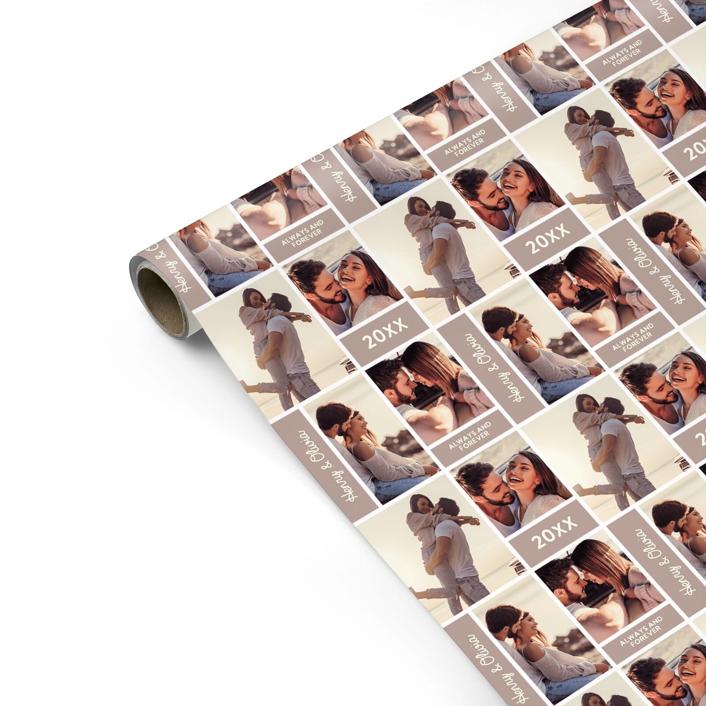 Couples Valentine Photo Collage Personalised Personalised Gift Wrap