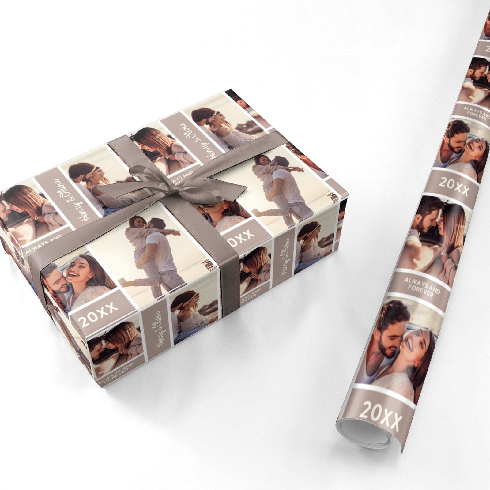 Couples Valentine Photo Collage Personalised Personalised Wrapping Paper