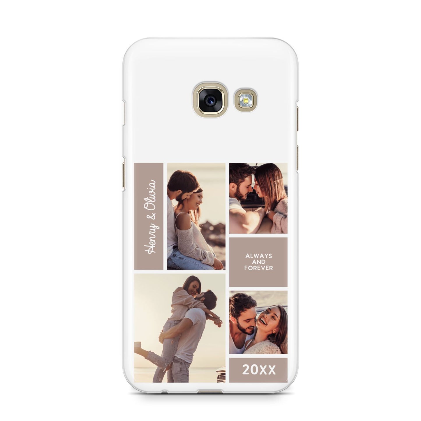 Couples Valentine Photo Collage Personalised Samsung Galaxy A3 2017 Case on gold phone