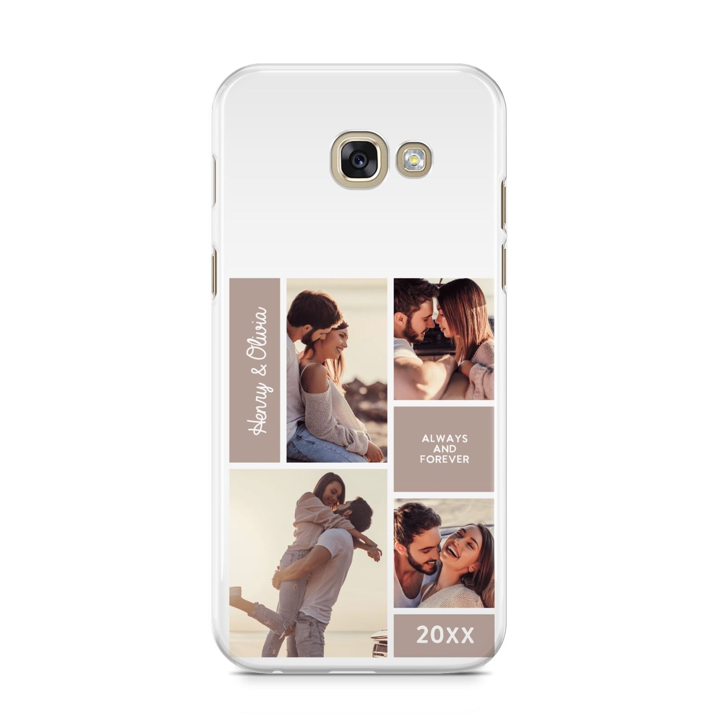 Couples Valentine Photo Collage Personalised Samsung Galaxy A5 2017 Case on gold phone