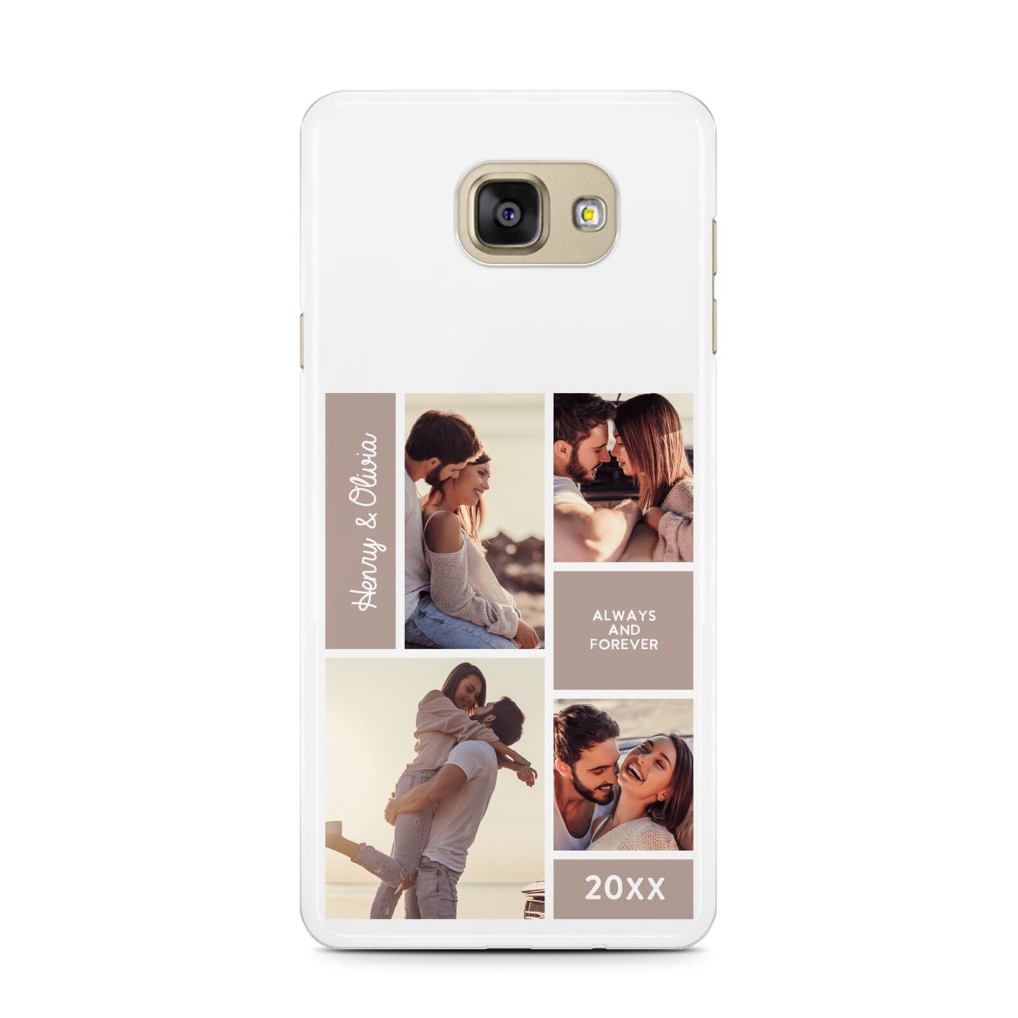 Couples Valentine Photo Collage Personalised Samsung Galaxy A7 2016 Case on gold phone