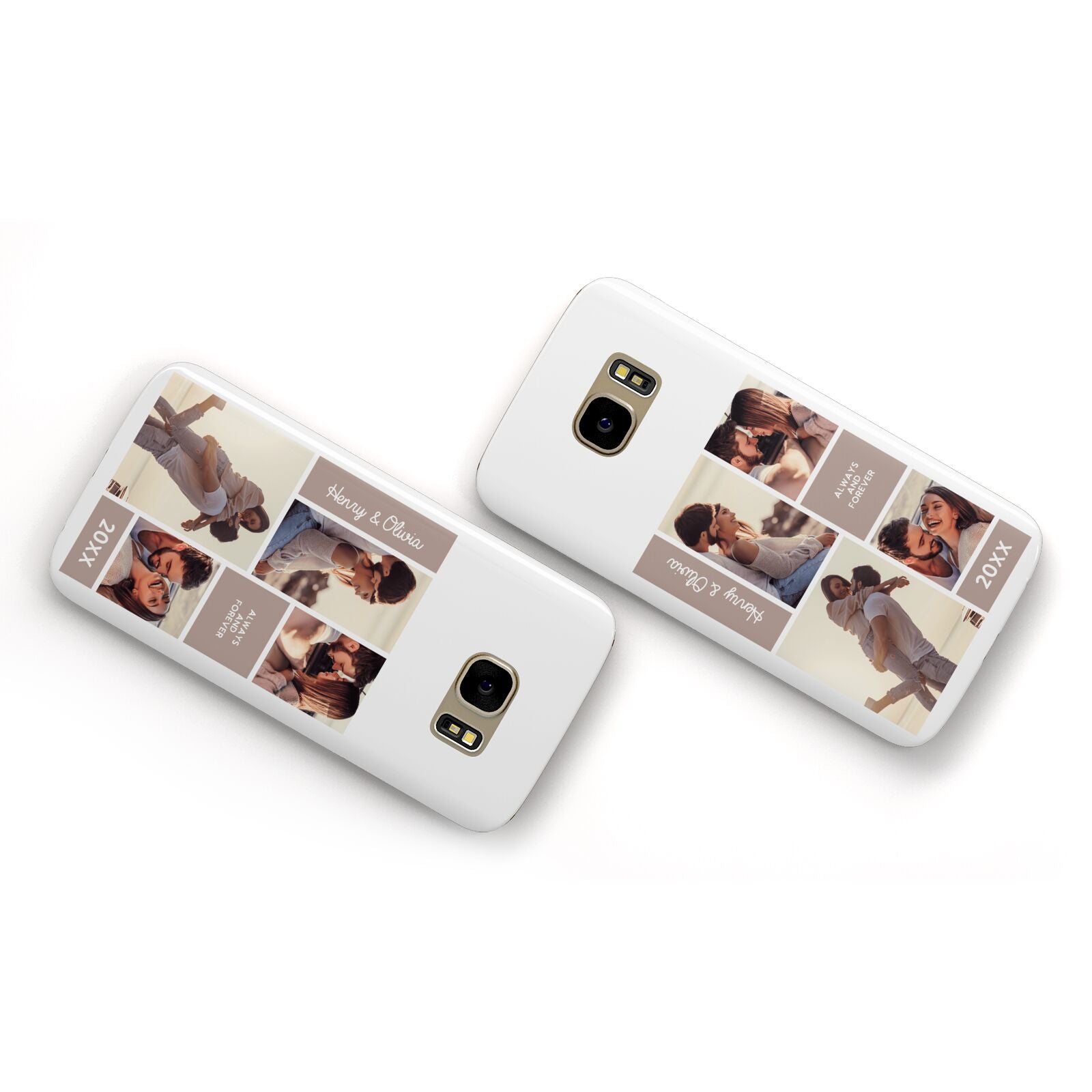Couples Valentine Photo Collage Personalised Samsung Galaxy Case Flat Overview
