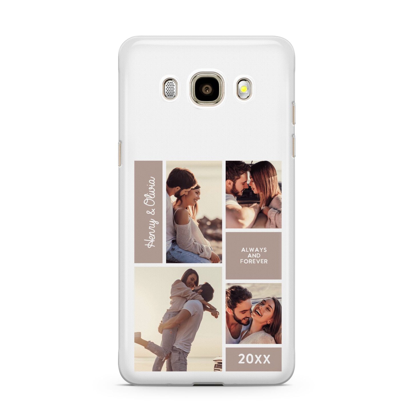 Couples Valentine Photo Collage Personalised Samsung Galaxy J7 2016 Case on gold phone