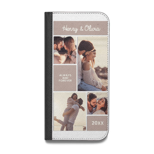Couples Valentine Photo Collage Personalised Vegan Leather Flip iPhone Case