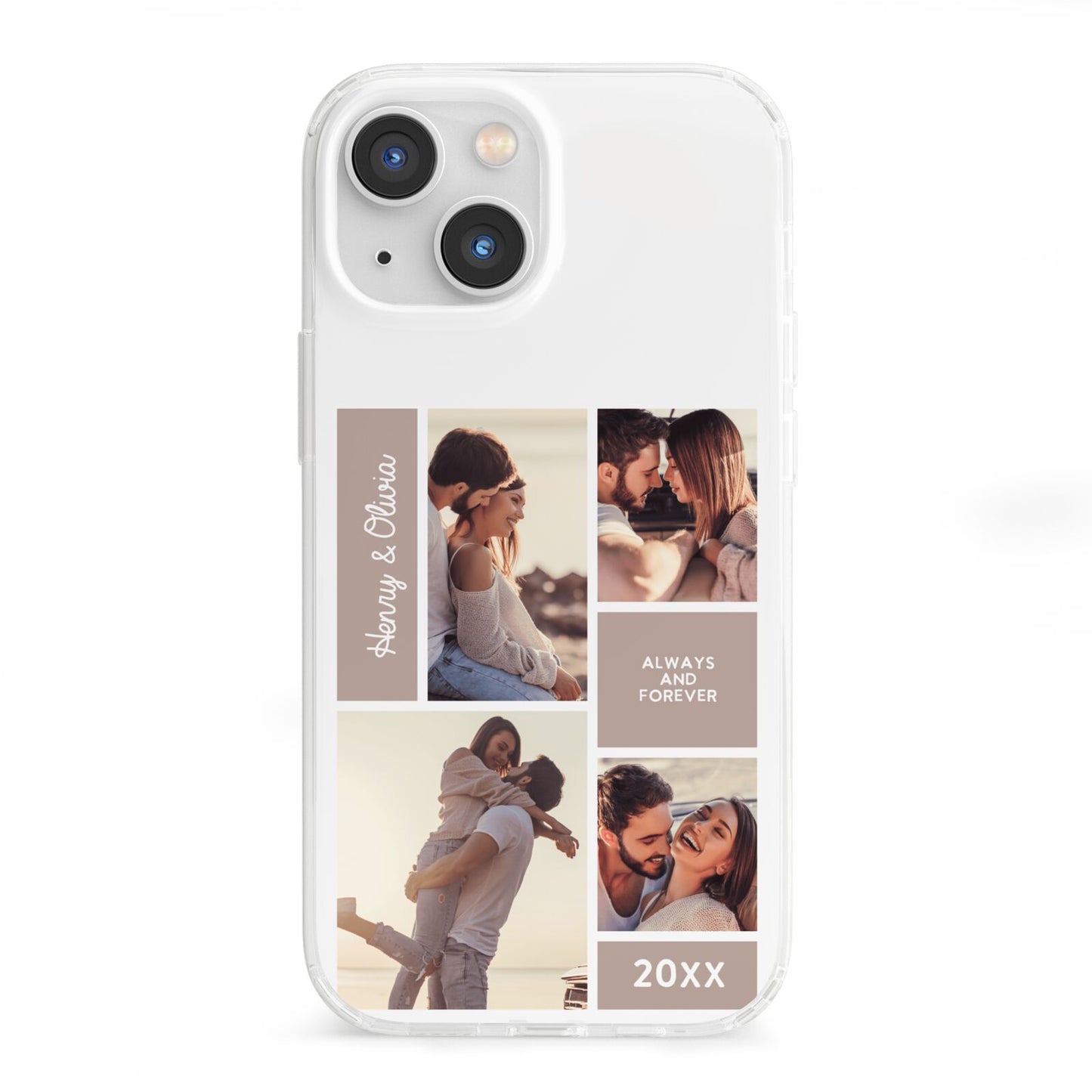 Couples Valentine Photo Collage Personalised iPhone 13 Mini Clear Bumper Case