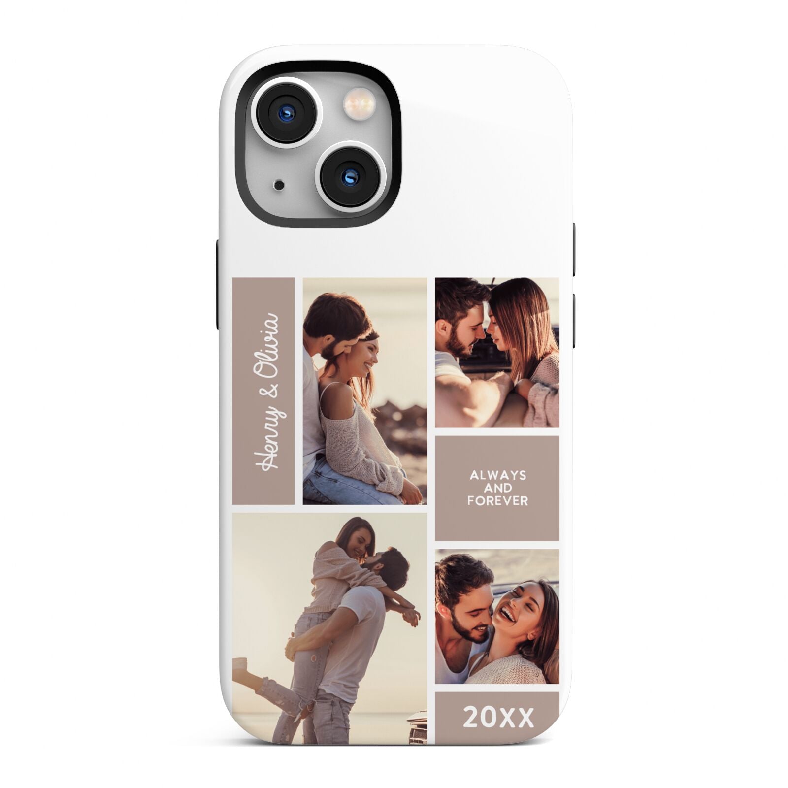 Couples Valentine Photo Collage Personalised iPhone 13 Mini Full Wrap 3D Tough Case