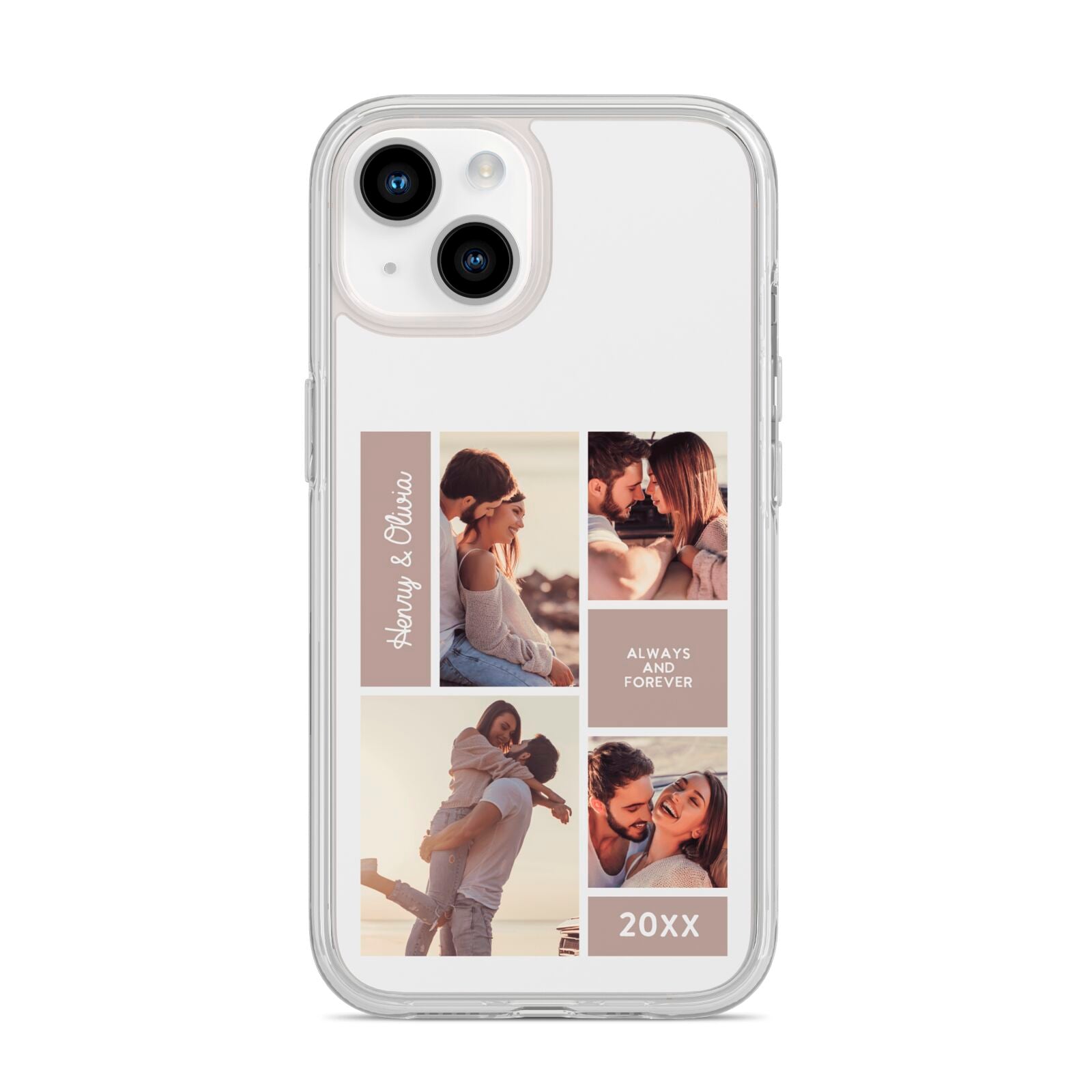 Couples Valentine Photo Collage Personalised iPhone 14 Clear Tough Case Starlight