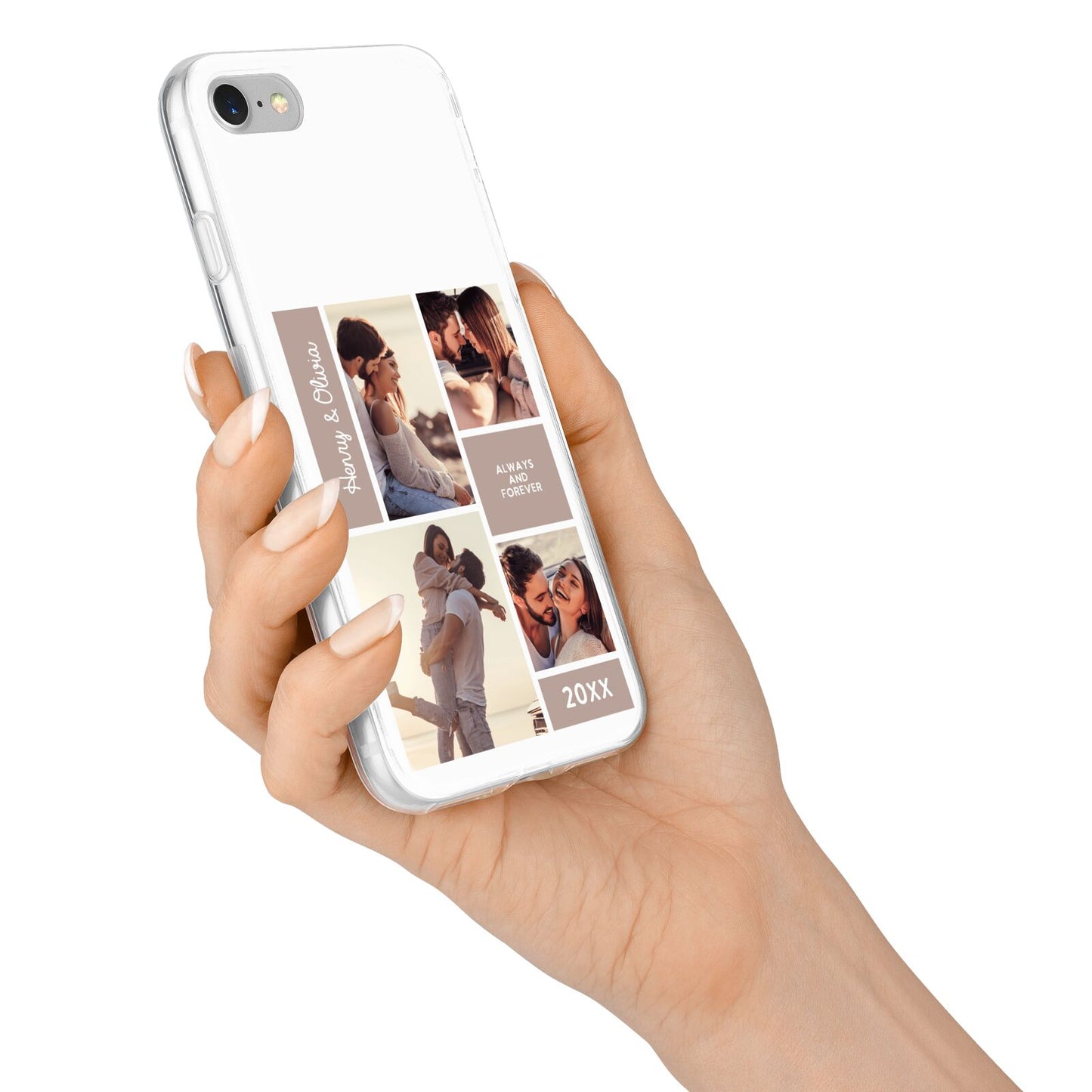 Couples Valentine Photo Collage Personalised iPhone 7 Bumper Case on Silver iPhone Alternative Image