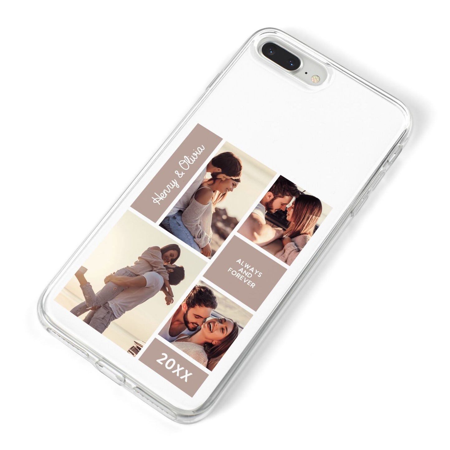Couples Valentine Photo Collage Personalised iPhone 8 Plus Bumper Case on Silver iPhone Alternative Image