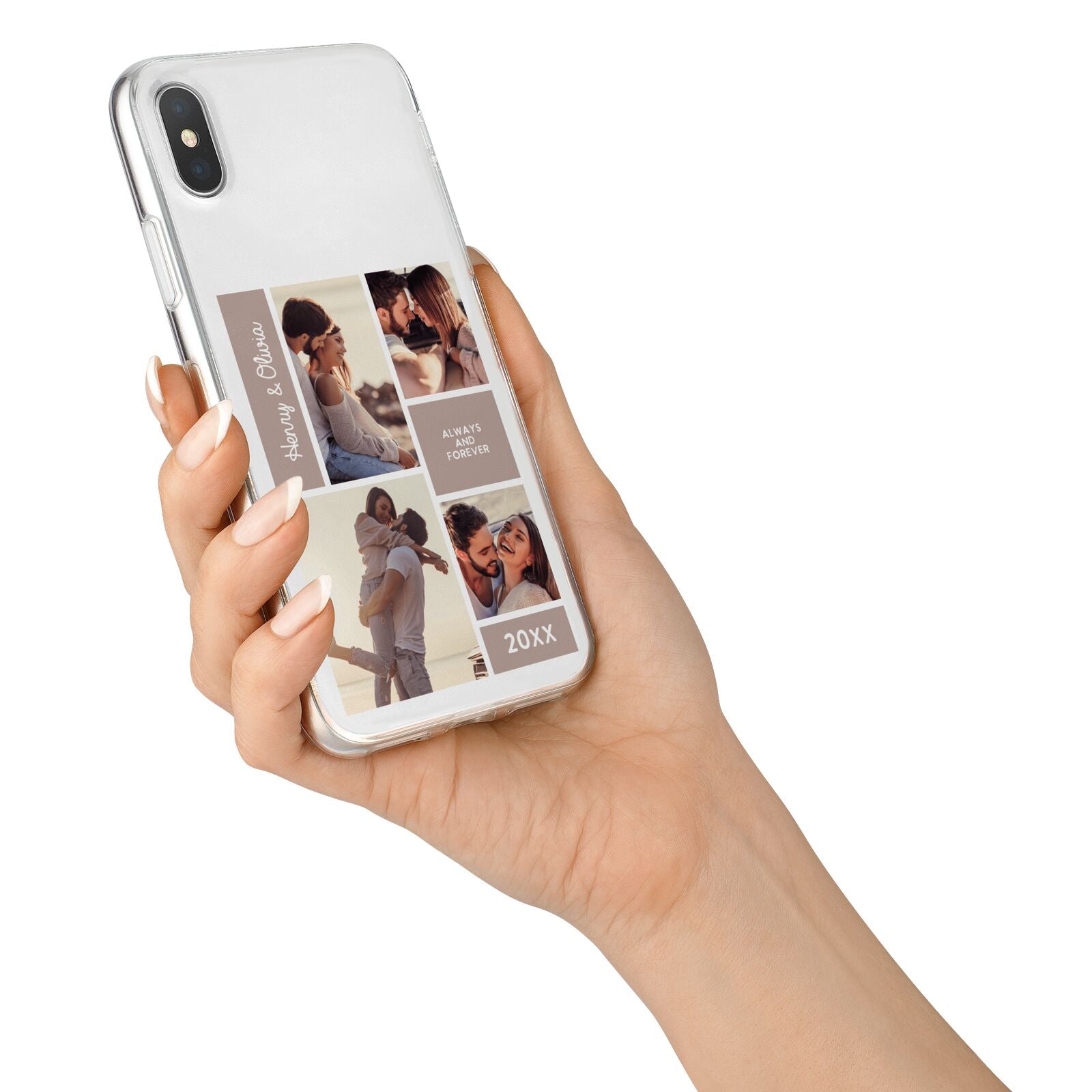 Couples Valentine Photo Collage Personalised iPhone X Bumper Case on Silver iPhone Alternative Image 2