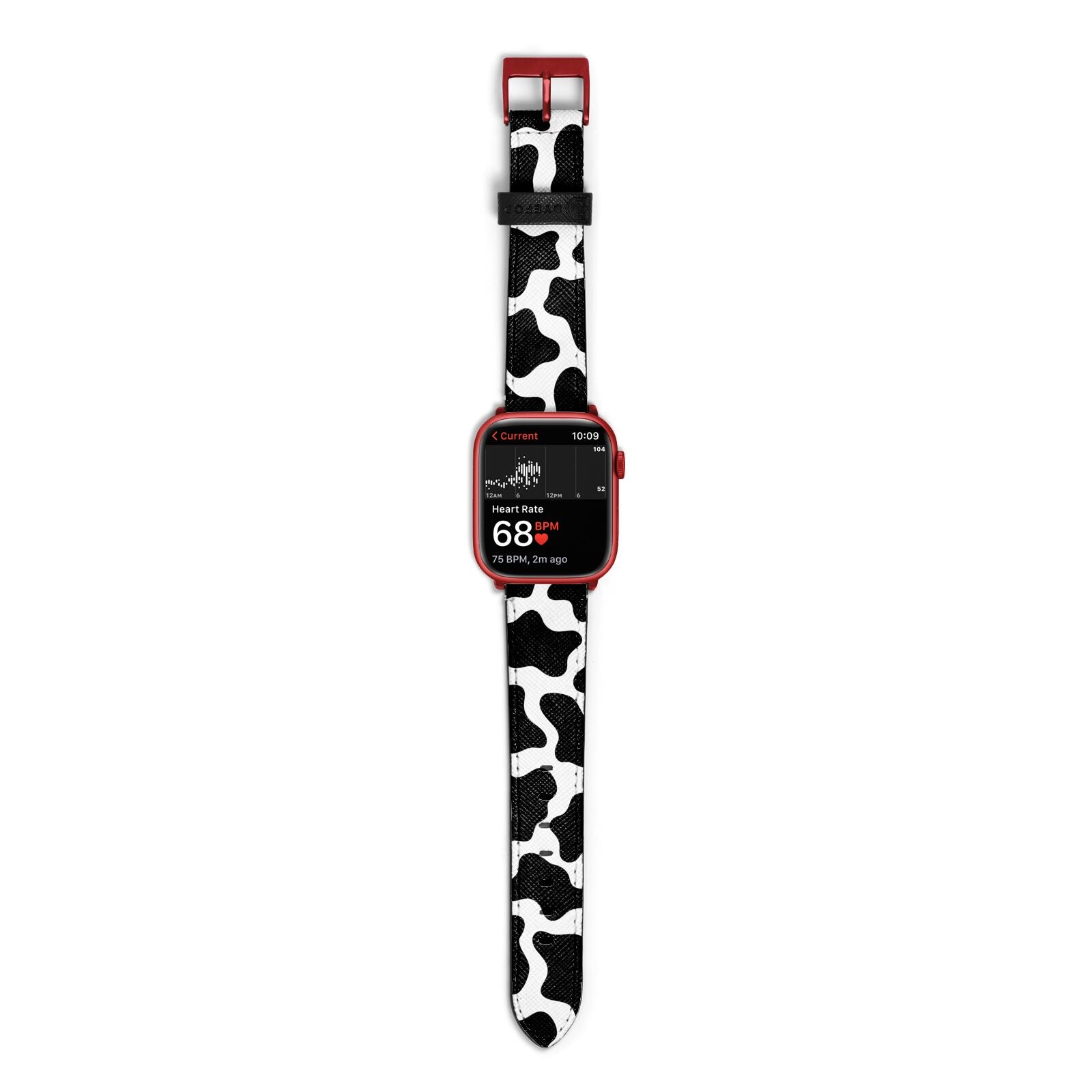 Cow Print Apple Watch Strap Size 38mm with Red Hardware