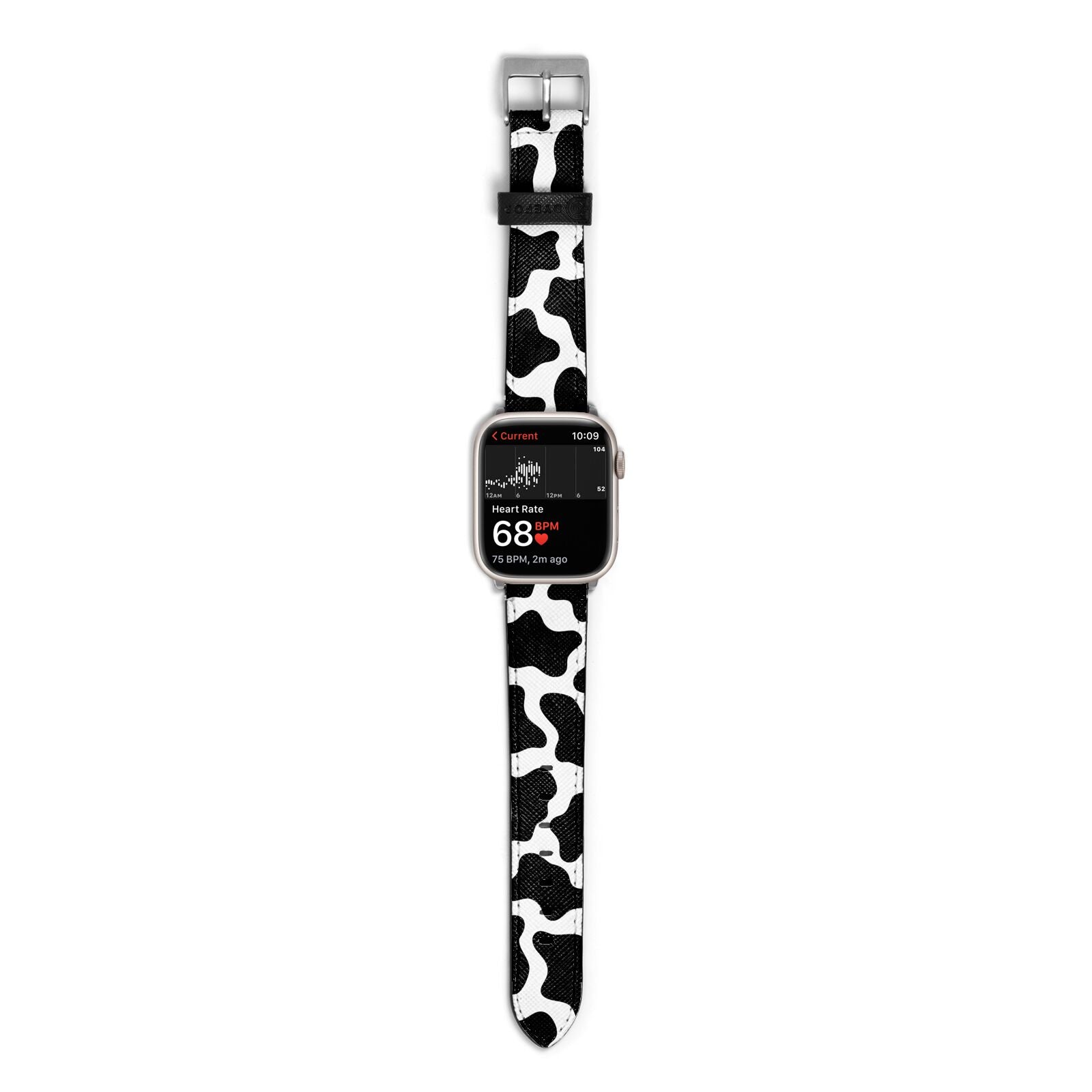 Cow Print Apple Watch Strap Size 38mm with Silver Hardware