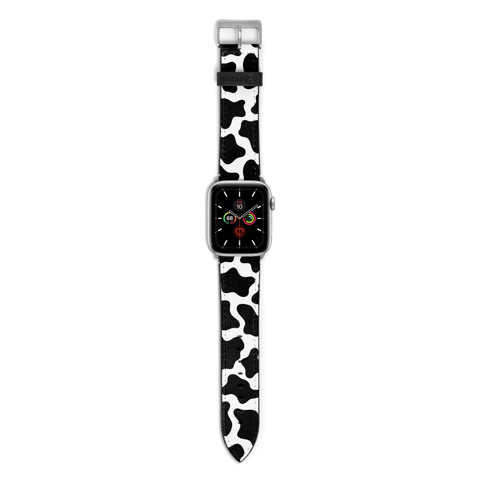 Cow Print Apple Watch Strap with Silver Hardware