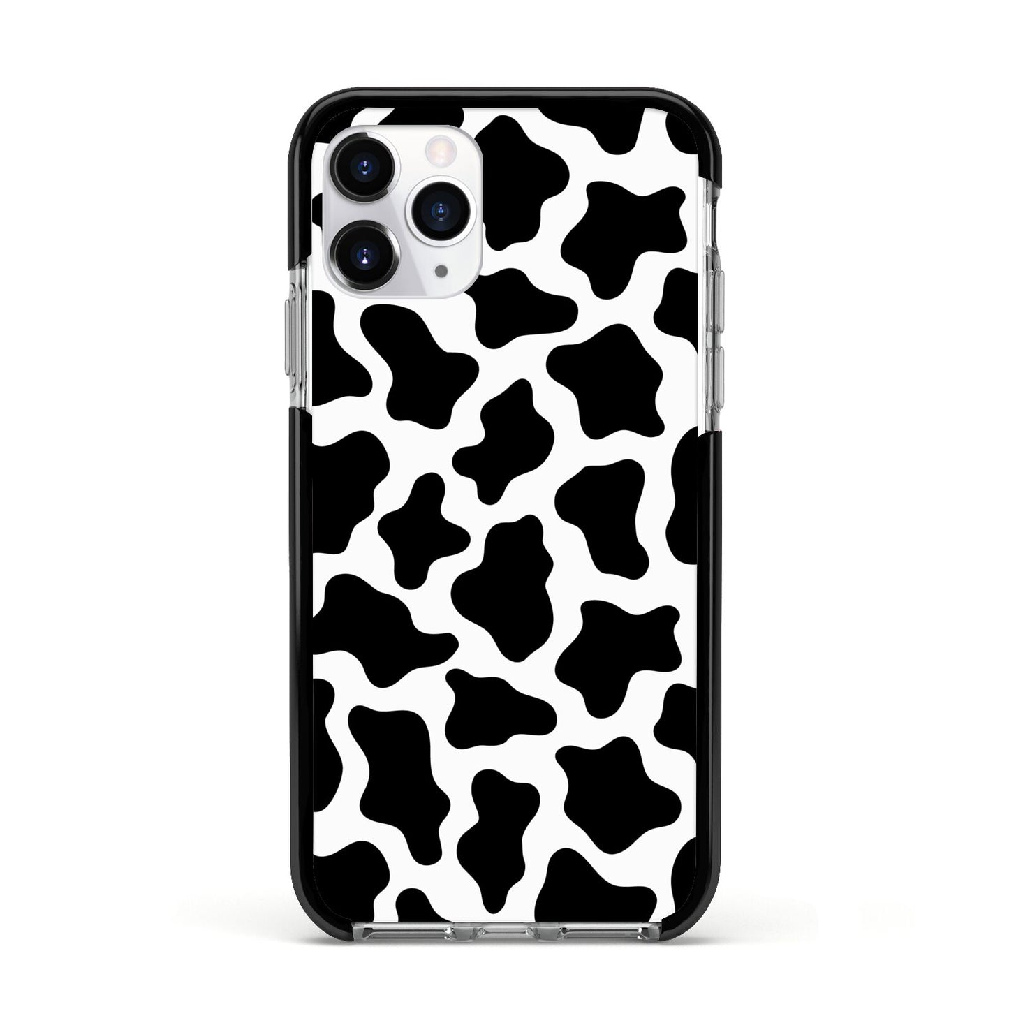 Cow Print Apple iPhone 11 Pro in Silver with Black Impact Case